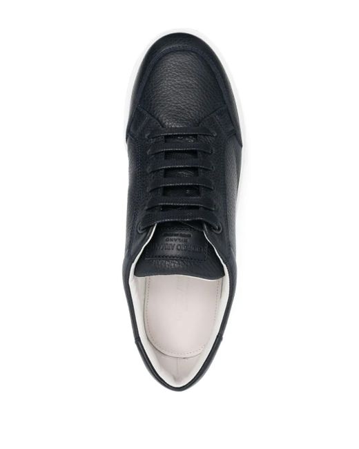 Giorgio Armani Blue Herren Pebbled Leather Sneakers for men
