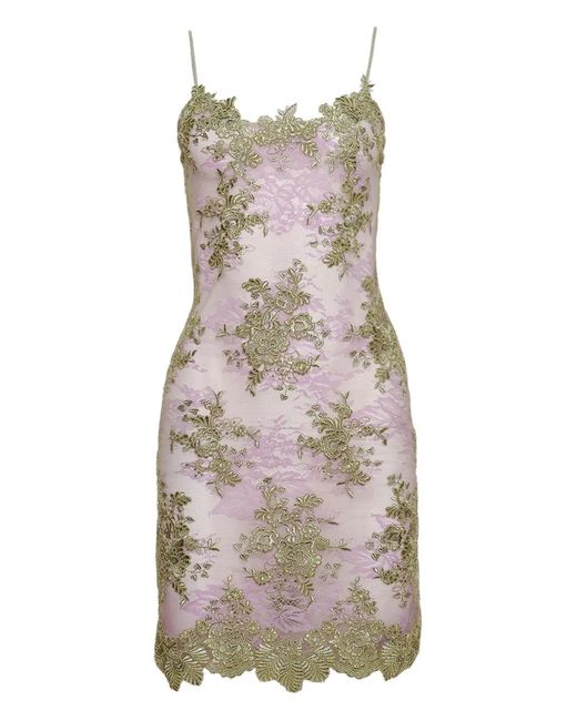 Roberta Einer Natural Lace-Detailing Dress
