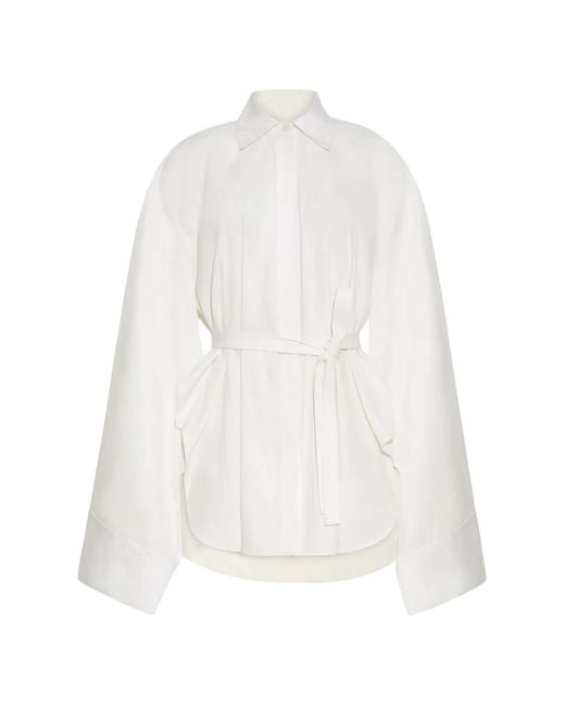 Adam Lippes White Sayuri Belted Cotton Shirt