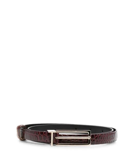 Tom Ford White Croc-Effect Leather Belt