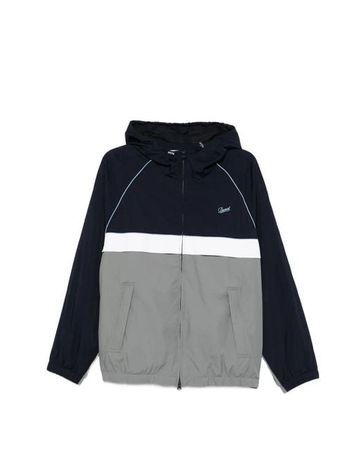 DUNST Blue Hooded Colourblock Windbreaker