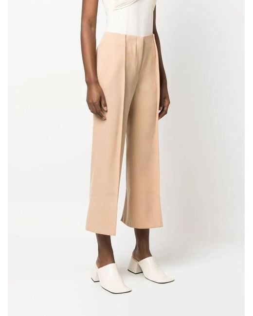 Jil Sander Natural Cropped Cotton Trousers