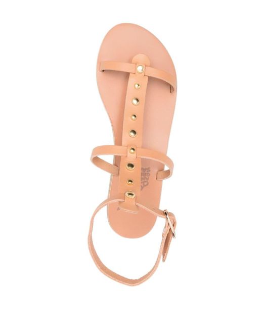 Ancient Greek Sandals Pink Meliti Bee Lether Flat Sandals
