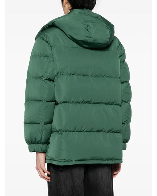 Maison Kitsuné Green Fox-Patch Hooded Padded Coat for men