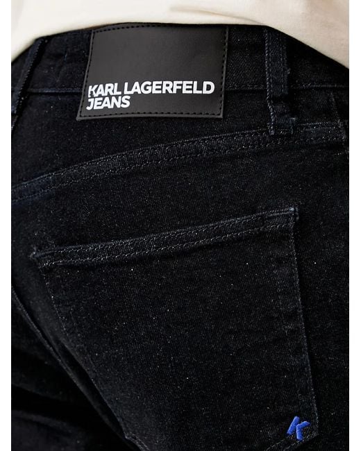 Karl Lagerfeld Black Logo-Patch Straight-Leg Jeans for men