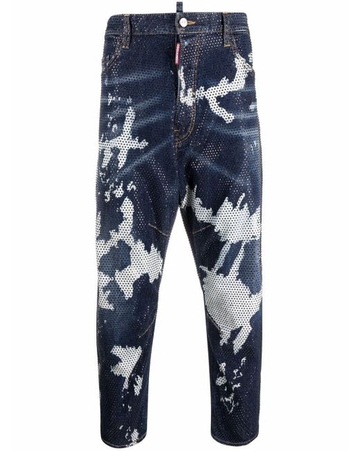 Jeans Cropped Effetto Candeggina da Uomo di DSquared in Blu Lyst