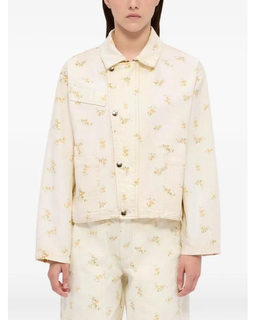 MSGM White Floral Denim Jacket