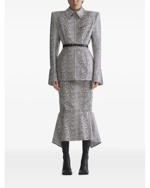Mugler Gray Snake-Print Zip Jacket
