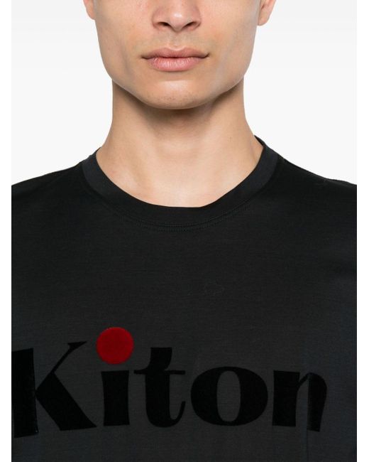 Camiseta con logo Kiton de hombre de color Black