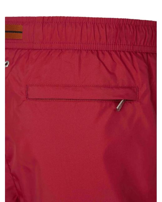 Zegna Red Elasticated-Waistband Swim Shorts for men