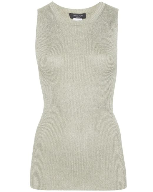 Fabiana Filippi Gray Ribbed-Knit Tank Top