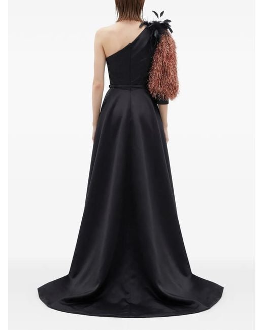 Gatti Nolli by Marwan White Feather-Embellished Gown Dress