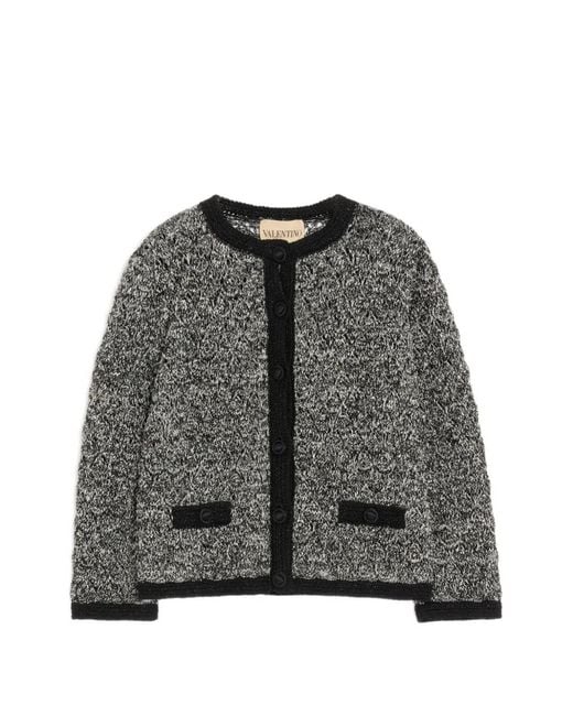 Valentino Garavani Gray Linen And Lurex Knitted Jacket