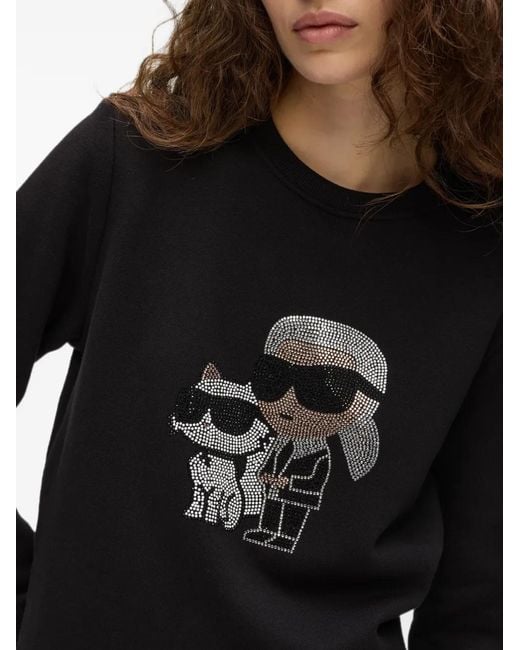 Karl Lagerfeld Black Ikon Rhinestone Sweatshirt
