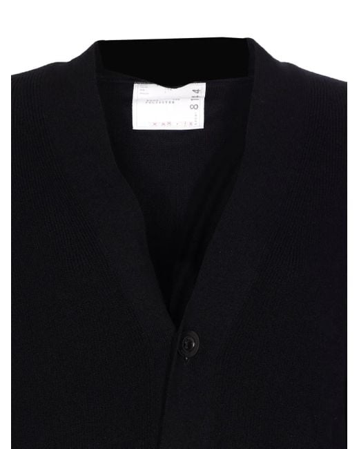 Sacai Black Button-Down Cardigan