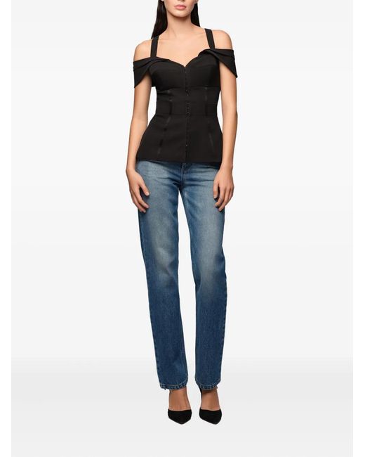 Murmur Black Candy Shoulder Straps Buttoned Top