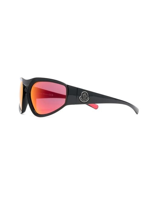 Moncler Red Pentragra Shield-Frame Sunglasses