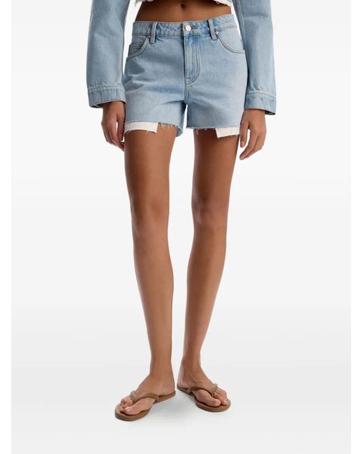 12 STOREEZ Blue Frayed-Hem Denim Shorts
