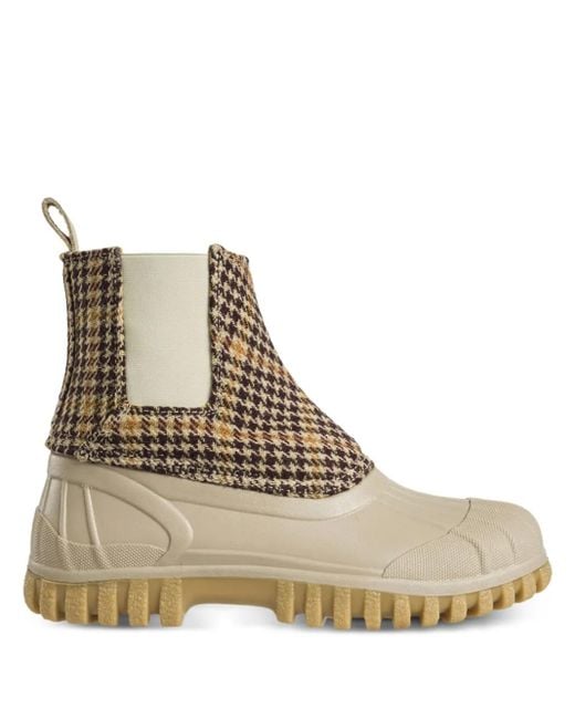 Diemme Natural Balbi Houndstooth-Patterned Chelsea Boots