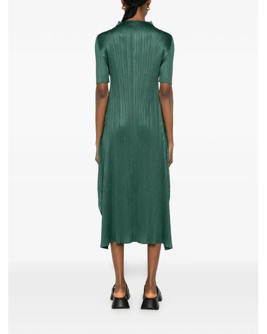 Pleats Please Issey Miyake Green Monthly Colors Midi Dress