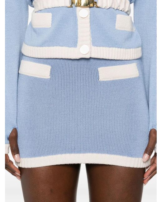 ROWEN ROSE Blue Knitted Straight Skirt