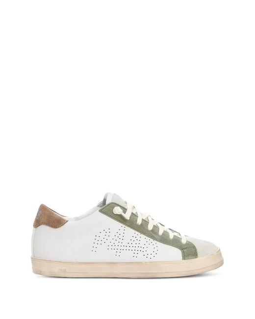 P448 White John Logo-Perforated Sneakers for men
