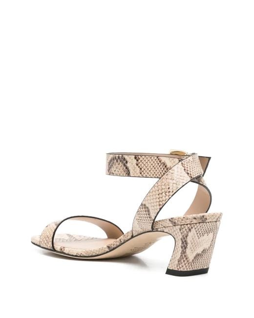 Stuart Weitzman Natural Sandales À Effet Peau De Serpent Sai