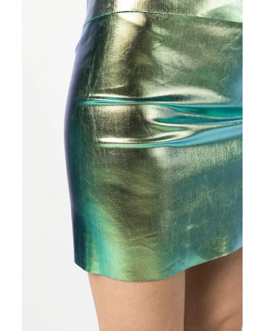 Rick Owens Green Metallic Mini Skirt