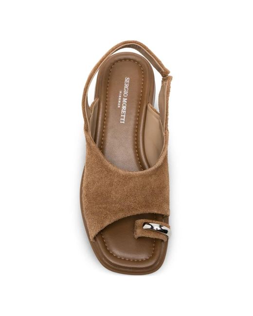 SERGIO MORETTI FIRENZE Brown Toe-Ring Slingback Sandals