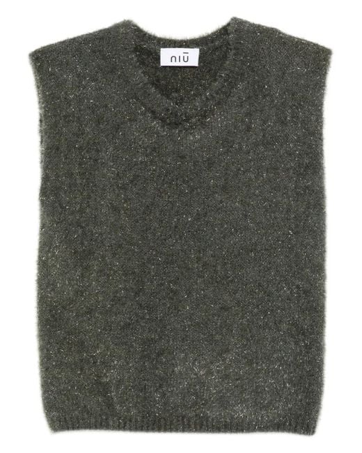 Niu Green Metallic-Flecked Sleeveless Top
