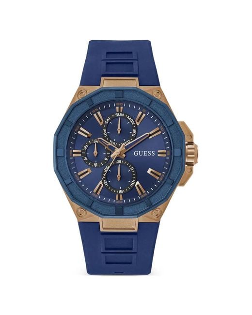 Guess Blue Two-Tone Case 46Mm Watch for men
