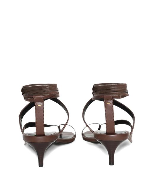 Khaite Brown 350Mm Aimee Strappy Leather Heeled Sandals