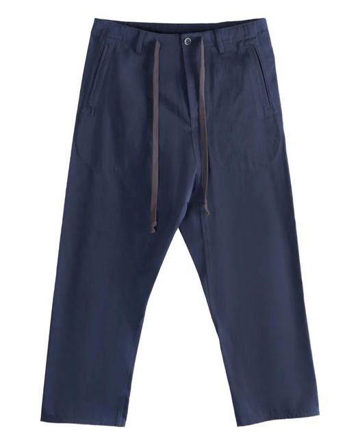 Uma Wang Blue Drawstring Pocket Trousers for men