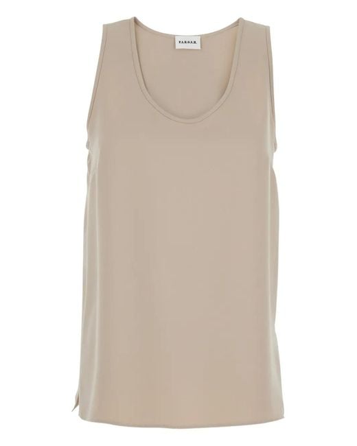 P.A.R.O.S.H. Natural P.A.R.O..H. Sleeveless Top With Round Neck