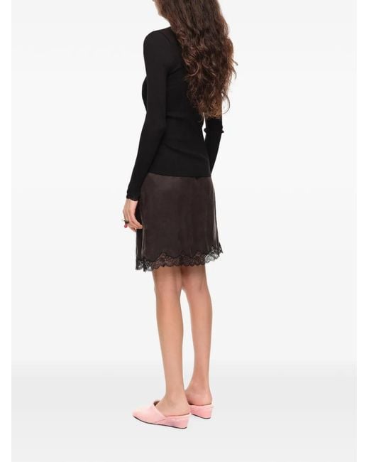 Bimba Y Lola Black Washed Lace Miniskirt