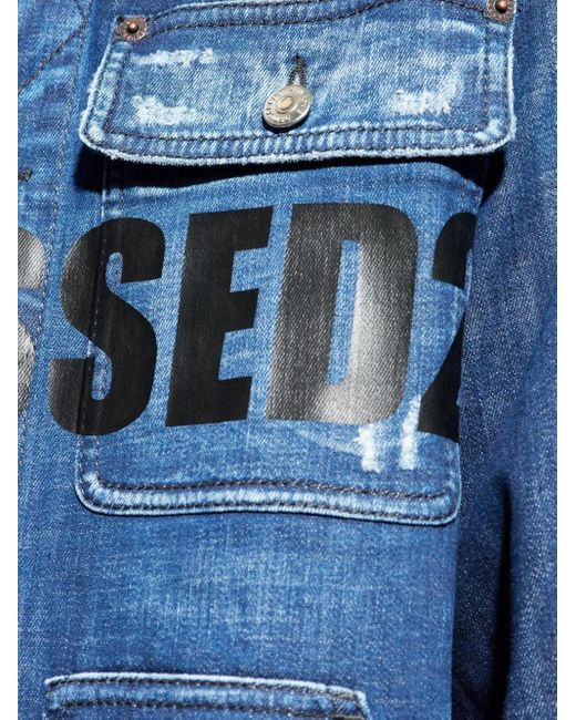 DSquared² Blue Denim Jacket With Logo for men