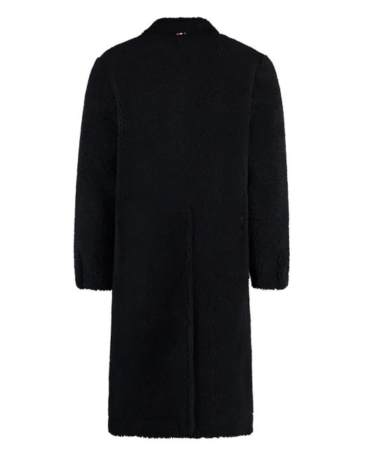 Thom Browne Black Shearling Overcoat for men