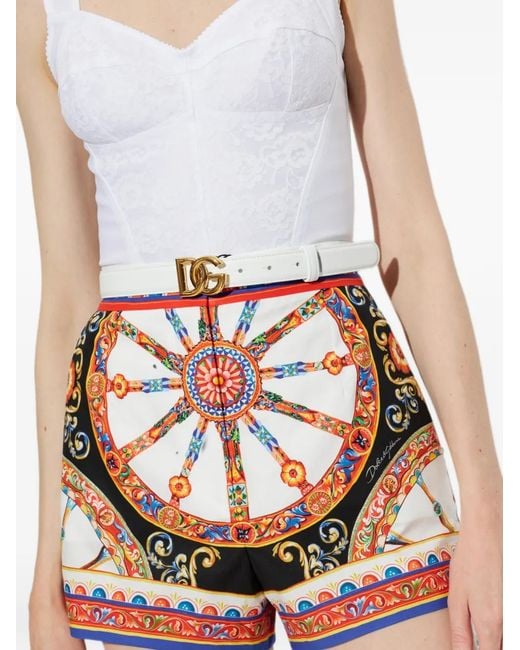 Dolce & Gabbana White Calfskin Belt With Dg Logo
