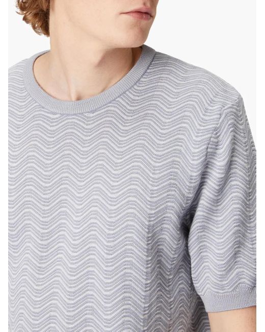 Missoni Gray Wave-Pattern Crew-Neck T-Shirt for men