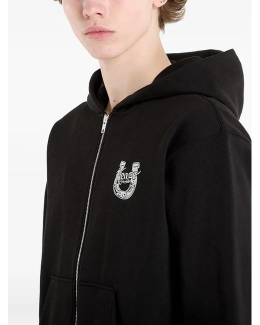 KENZO Black Lunar New Year Zip-Up Graphic Hoodie for men