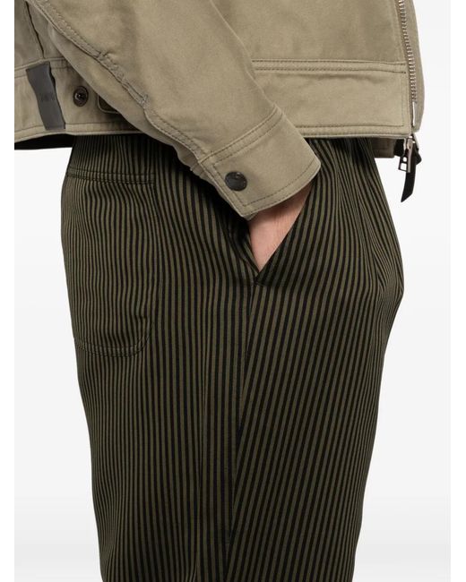 Tom Ford Green Bengal-Stripe Pleated Trousers for men