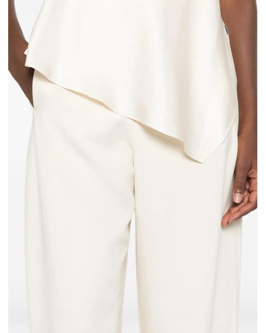 FFORME White Yvette Straight-Leg Pleated Trousers