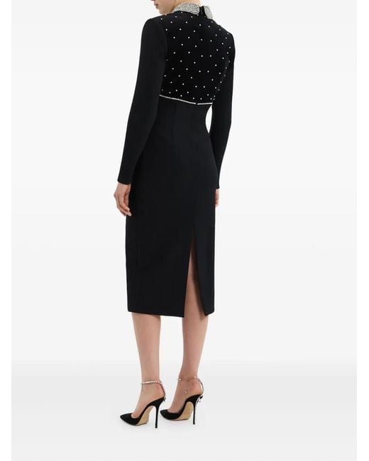 Rebecca Vallance Black Alistair Embellished-Collar Midi Dress