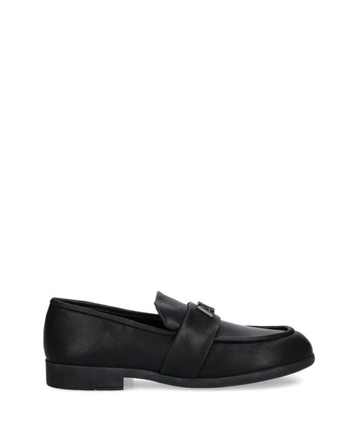 ARMANI EXCHANGE Black Strap Logo Loafers