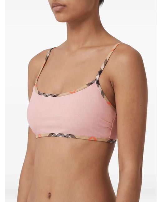 Burberry Geruite Bikinitop in het Pink