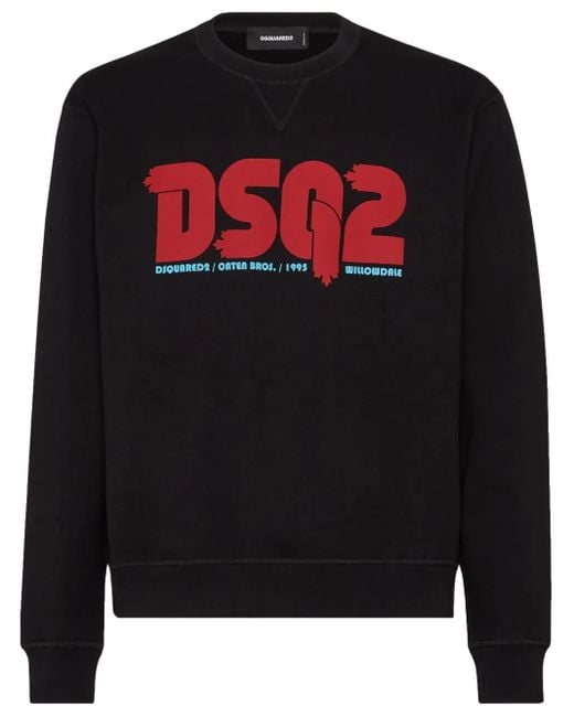 DSquared² Black Logo-Print Cotton Sweatshirt for men