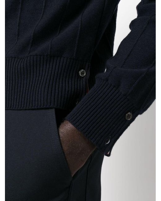 Thom Browne Blue Rwb-stripe Knitted Polo Shirt for men
