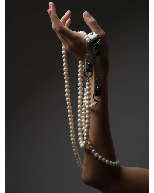 Elle Macpherson White Pearl Leather Necklace
