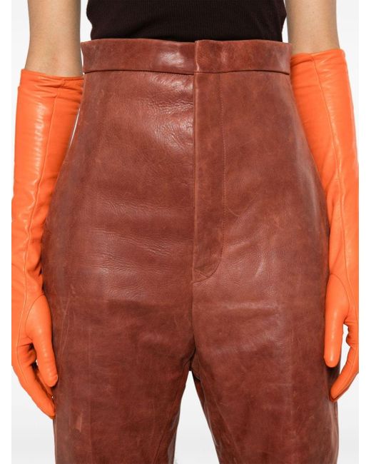 Rick Owens Dirt Bolan Leather Trousers Brown