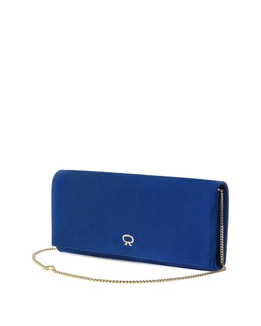 Gianvito Rossi Blue Monica Suede Clutch Bag